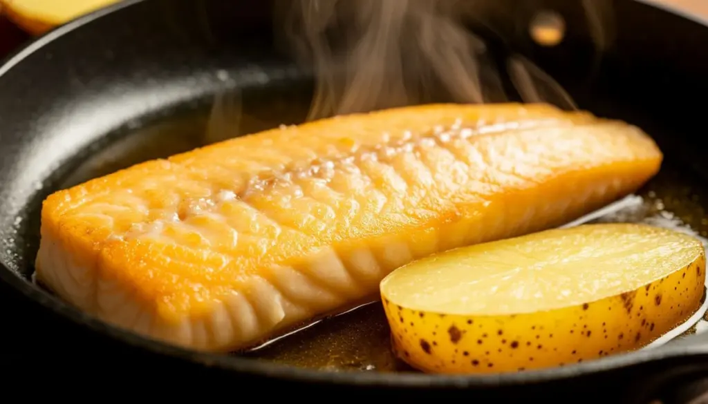 Waarom slimme koks altijd een schijfje aardappel in de pan leggen bij het visbakken