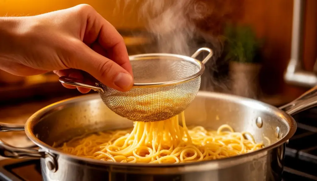 Waarom je de vergiet nooit meer in de gootsteen moet zetten voor je pasta